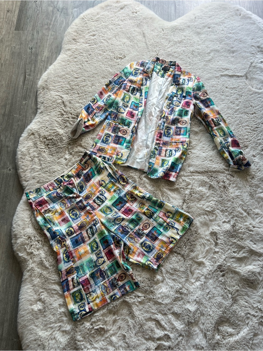 Topshop Multicolor Printed Blazer & Shorts Set